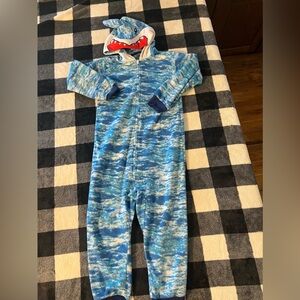 Boys Shark Pajamas with shark head hood. Size 4T
